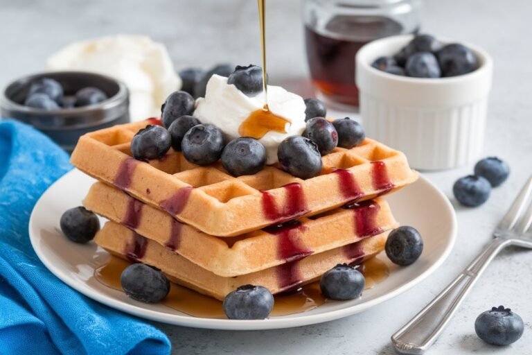 Blueberry Protein Waffles: Crisp and Fruity Brunch Delight